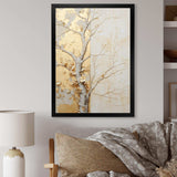 Gold And Beige Tree Amercian Basswood - Floral Canvas Wall Art