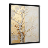 Gold And Beige Tree Amercian Basswood - Floral Canvas Wall Art