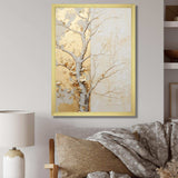 Gold And Beige Tree Amercian Basswood - Floral Canvas Wall Art