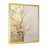 Gold And Beige Tree Amercian Basswood - Floral Canvas Wall Art