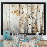 Silver And Beige Birch Wood Beauty I - Floral Canvas Wall Art