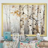 Silver And Beige Birch Wood Beauty I - Floral Canvas Wall Art