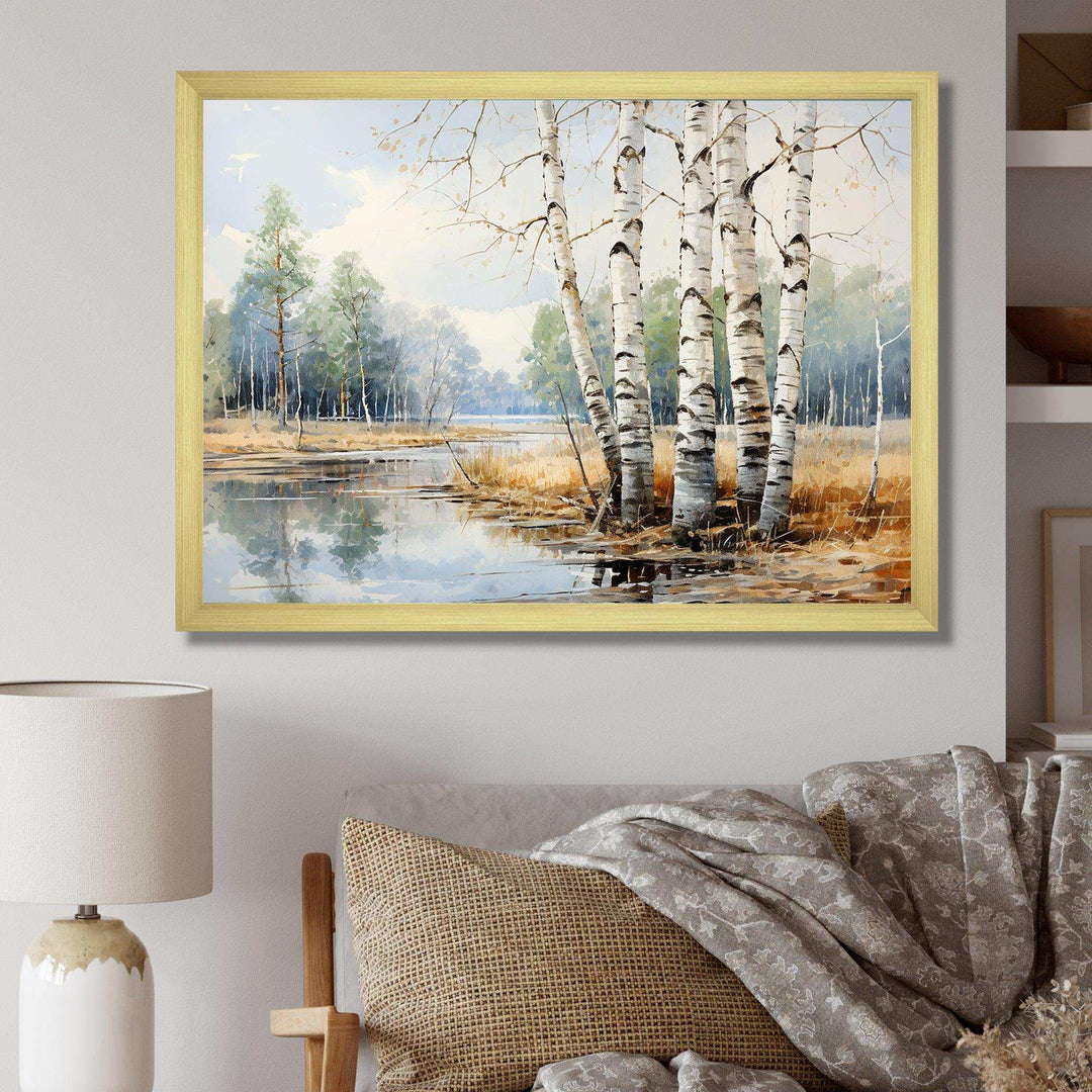 Beige And Grey Birch Wood Beauty - Floral Canvas Wall Art
