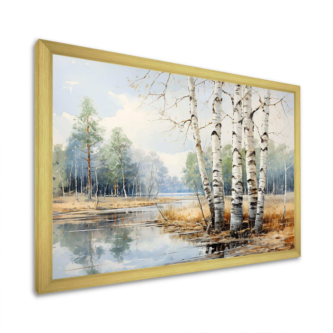 Beige And Grey Birch Wood Beauty - Floral Canvas Wall Art