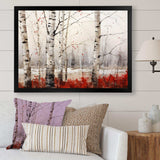 White And Red Birch Wood In Winter II - Floral Canvas Wall Art