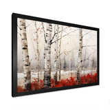 White And Red Birch Wood In Winter II - Floral Canvas Wall Art