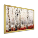 White And Red Birch Wood In Winter II - Floral Canvas Wall Art