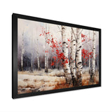 White And Red Birch Wood In Winter III - Floral Canvas Wall Art