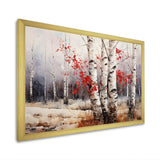 White And Red Birch Wood In Winter III - Floral Canvas Wall Art