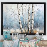 White Birch Trees Forest Winter Scenery III - Floral Canvas Wall Art