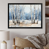 White And Blue Birch Wood In Winter - Floral Canvas Wall Art