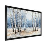 White And Blue Birch Wood In Winter - Floral Canvas Wall Art