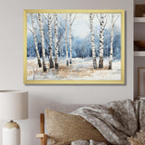 White And Blue Birch Wood In Winter - Floral Canvas Wall Art