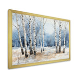 White And Blue Birch Wood In Winter - Floral Canvas Wall Art