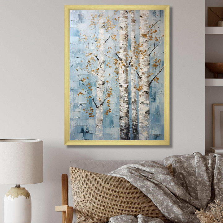 Silver Blue Tree Birchs Breath I - Floral Canvas Wall Art