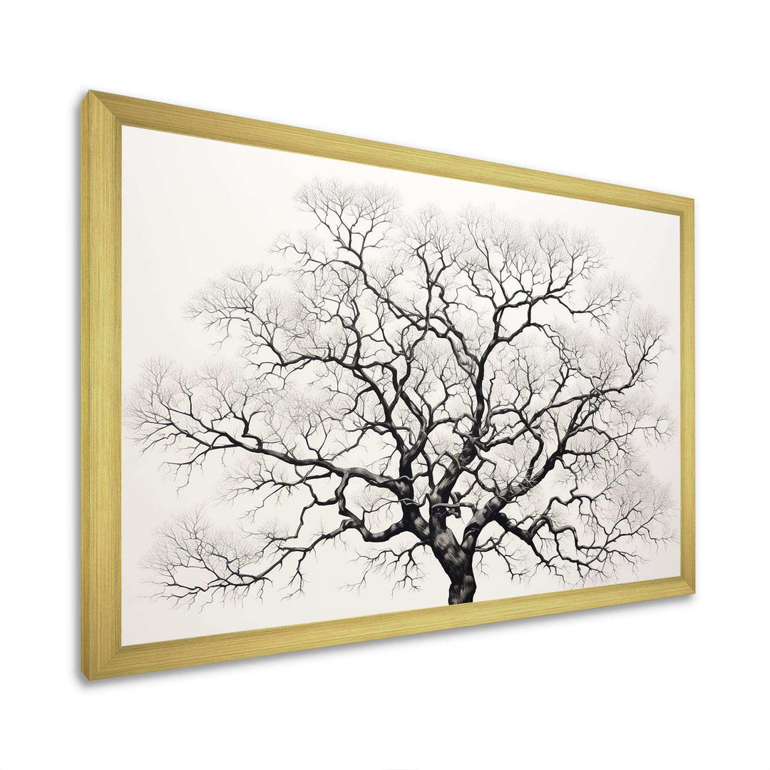 Minimalism Black And White Trees Oak - Floral Canvas Wall Art