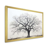 Minimalism Black And White Trees Oak II - Floral Canvas Wall Art