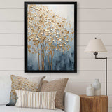 Minimalism Gold And Blue Trees Scene VII - Landscapes Canvas Wall Art