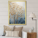 Minimalism Gold And Blue Trees Scene VII - Landscapes Canvas Wall Art