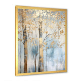 Gold And Blue Treasure Trees Scenery II - Landscapes Canvas Wall Art