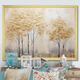 Minimalism Golden Trees Tranquility I - Landscapes Canvas Wall Art