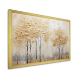 Minimalism Golden Trees Tranquility I - Landscapes Canvas Wall Art