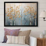 Minimalism Gold And Blue Trees Scenery II - Landscapes Canvas Wall Art