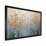 Minimalism Gold And Blue Trees Scenery II - Landscapes Canvas Wall Art