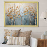 Minimalism Gold And Blue Trees Scenery II - Landscapes Canvas Wall Art