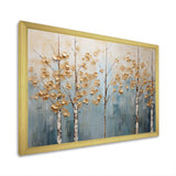 Minimalism Gold And Blue Trees Scenery II - Landscapes Canvas Wall Art