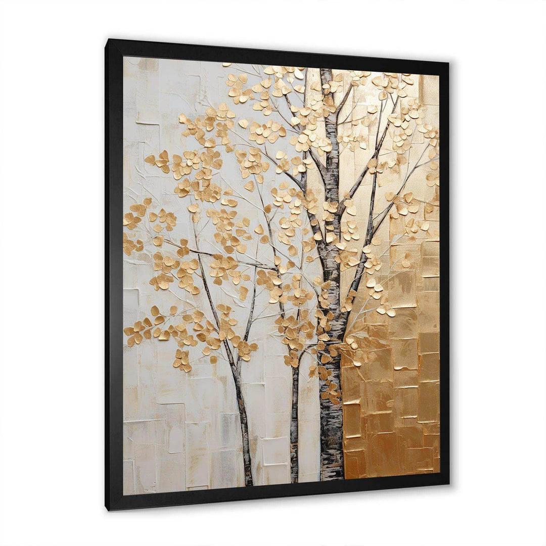 Minimalism Golden Trees Harmony II - Landscapes Canvas Wall Art