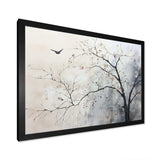 Minimalism Monochrome Birds On Branch I - Landscapes Canvas Wall Art