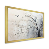 Minimalism Monochrome Birds On Branch I - Landscapes Canvas Wall Art