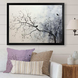 Minimalism Monochrome Birds On Branch II - Landscapes Canvas Wall Art