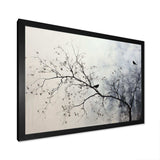 Minimalism Monochrome Birds On Branch II - Landscapes Canvas Wall Art