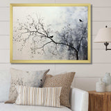 Minimalism Monochrome Birds On Branch II - Landscapes Canvas Wall Art