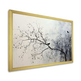 Minimalism Monochrome Birds On Branch II - Landscapes Canvas Wall Art