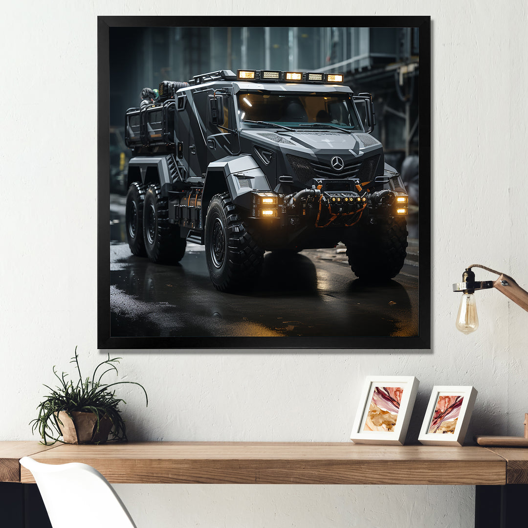Au Noir Us Military Truck - Truck Canvas Wall Art