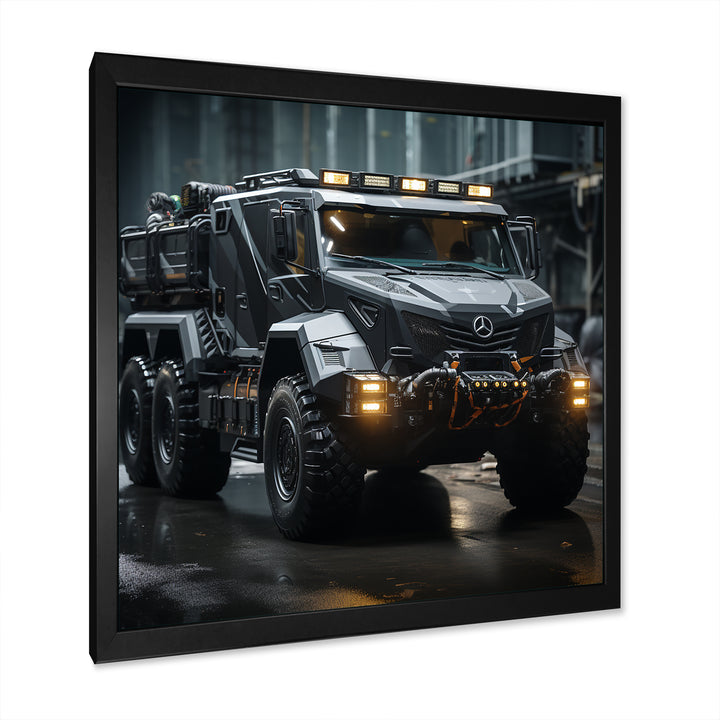 Au Noir Us Military Truck - Truck Canvas Wall Art