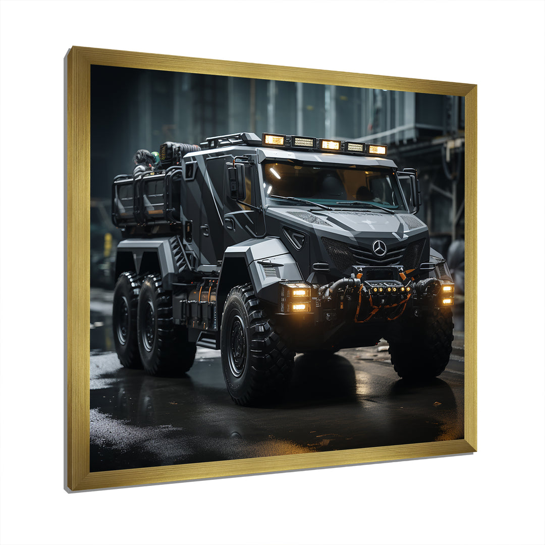 Au Noir Us Military Truck - Truck Canvas Wall Art