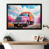 Pink Rainbow Truck - Truck Canvas Wall Art