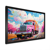 Pink Rainbow Truck - Truck Canvas Wall Art