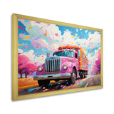 Pink Rainbow Truck - Truck Canvas Wall Art