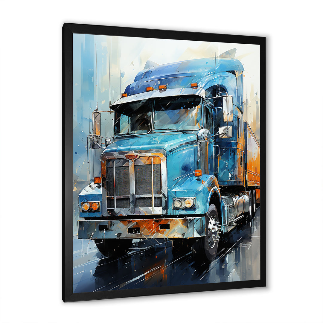 Blue 53Ft Truck Harmony - Truck Canvas Wall Art