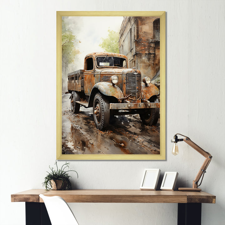 1950s Brown Delivery Truck - Truck Canvas Wall Art