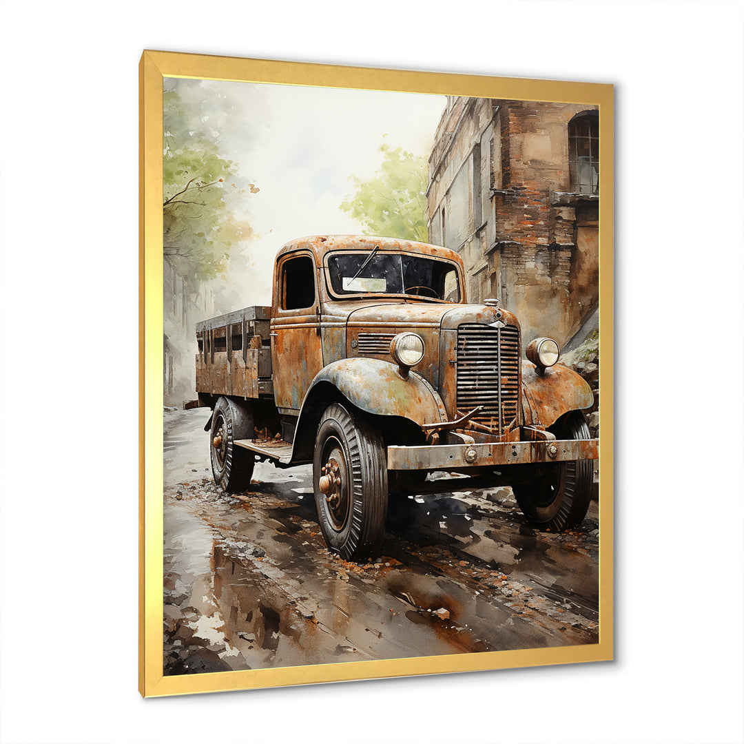 1950s Brown Delivery Truck - Truck Canvas Wall Art