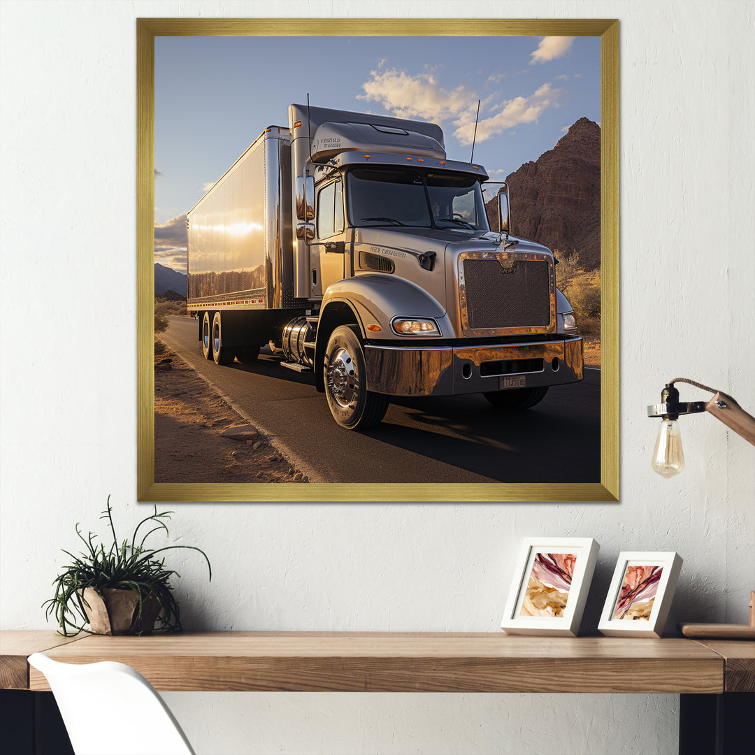 Route 66 Truck Delivery - Truck Canvas Wall Art