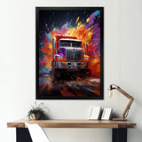 Expressionist Monster Truck Fury - Truck Canvas Wall Art