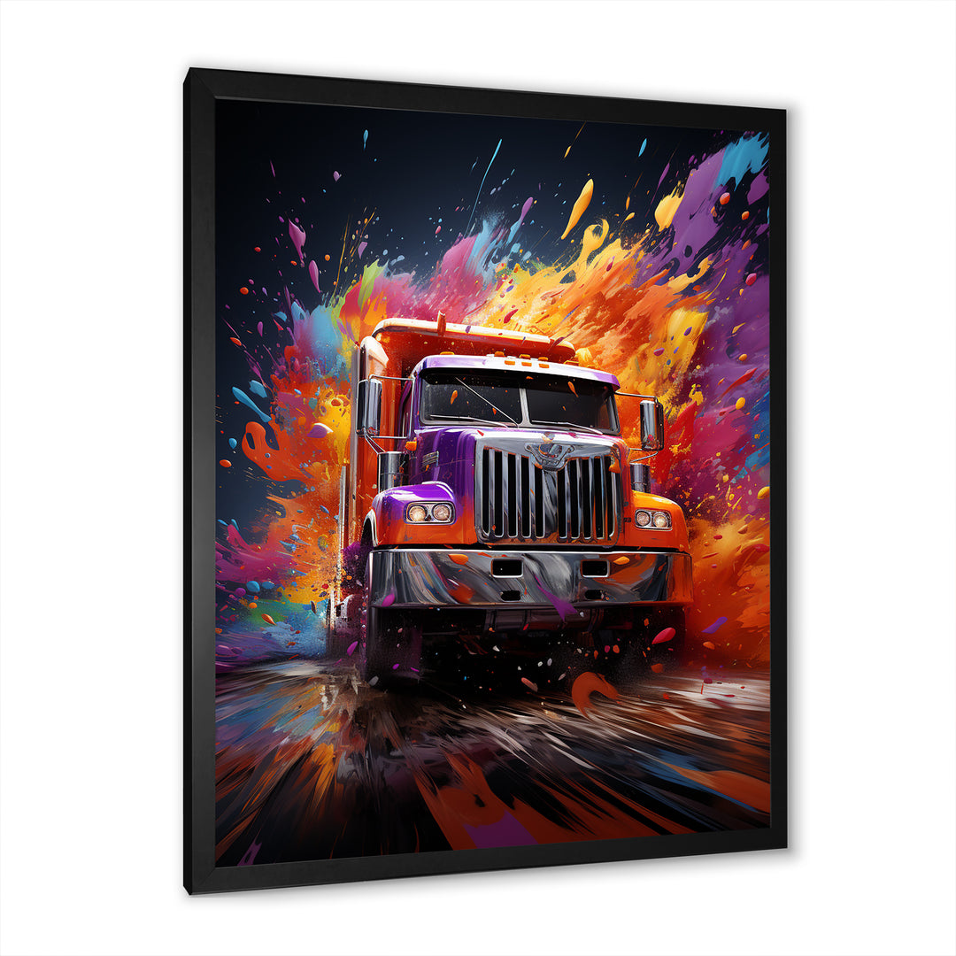 Expressionist Monster Truck Fury - Truck Canvas Wall Art