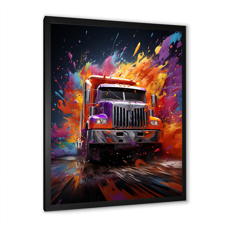 Expressionist Monster Truck Fury - Truck Canvas Wall Art